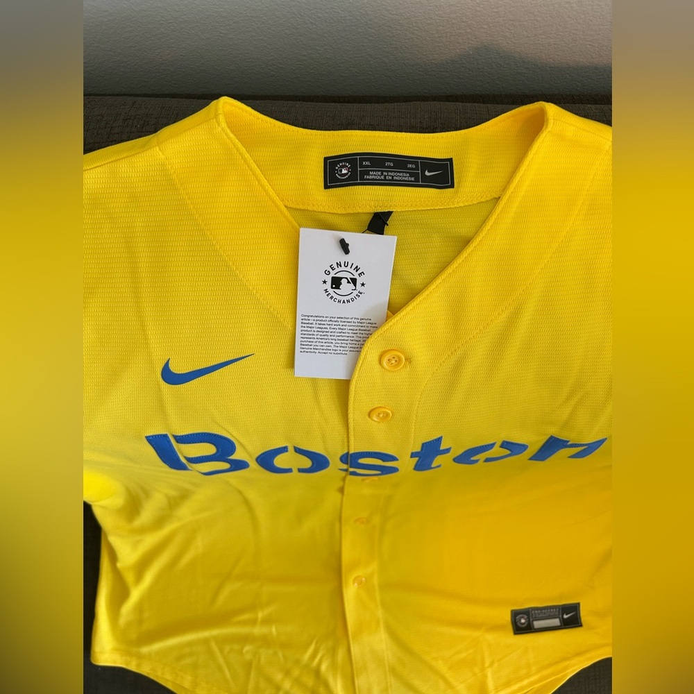 $140 Nike BOSTON RED SOX City Connect Full Button Baseball Jersey Men’s Sz XXL - Picture 4 of 6